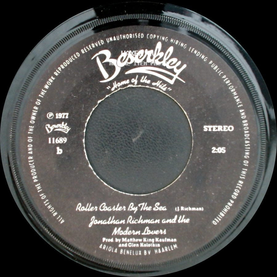 Jonathan Richman And The Modern Lovers - Egyptian Reggae / Roller Coaster By The Sea side B
