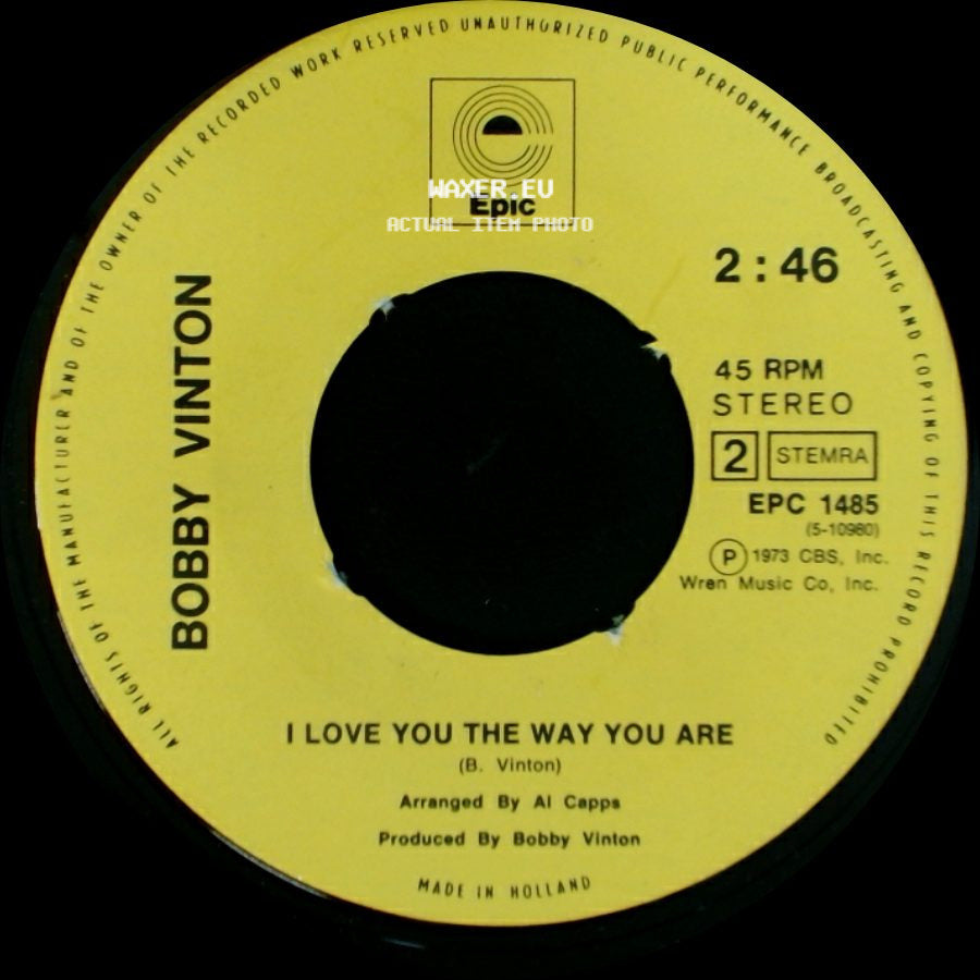 Bobby Vinton - Hurt / I Love You The Way You Are side B
