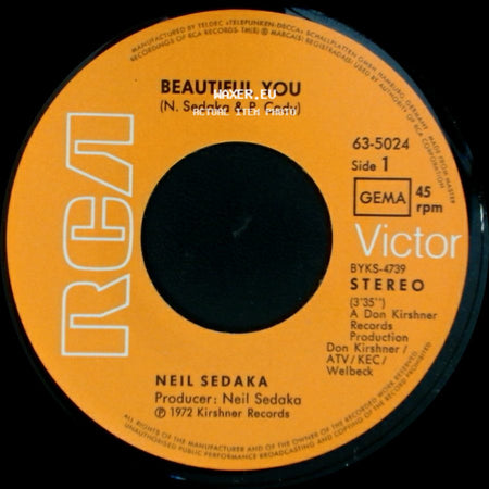 Neil Sedaka - Beautiful You / Anywhere You're Gonna Be (Leba's Song) side A