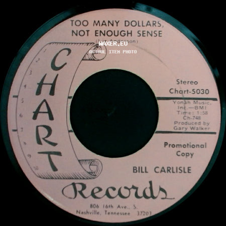 Bill Carlisle - Polk Salad Annie / Too Many Dollars, Not Enough Sense side B