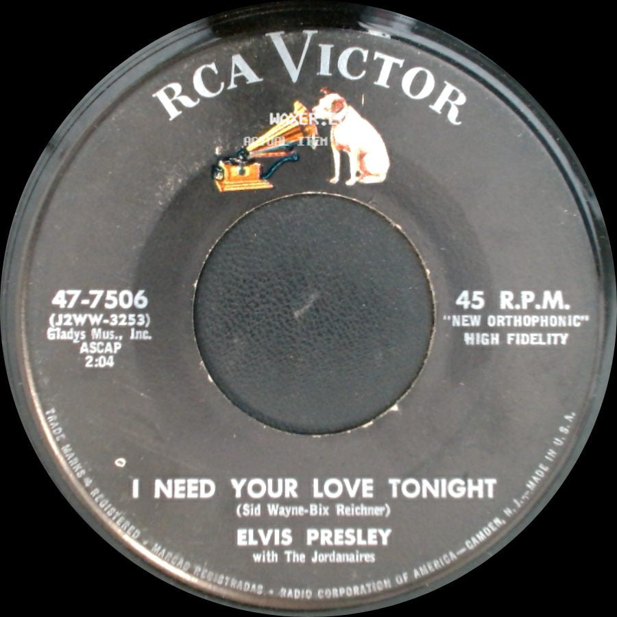 Elvis Presley With The Jordanaires - (Now And Then There's) A Fool Such As I / I Need Your Love Tonight side B