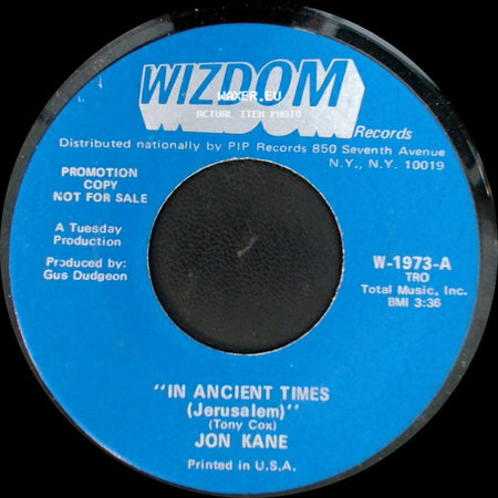Jon Kane - In Ancient Times (Jerusalem) / In Ancient Times (Jerusalem) side A