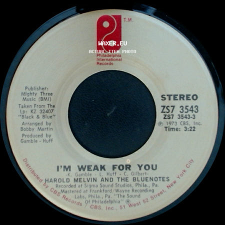 Harold Melvin And The Bluenotes - Satisfaction Guaranteed (Or Take Your Love Back) / I'm Weak For You side B