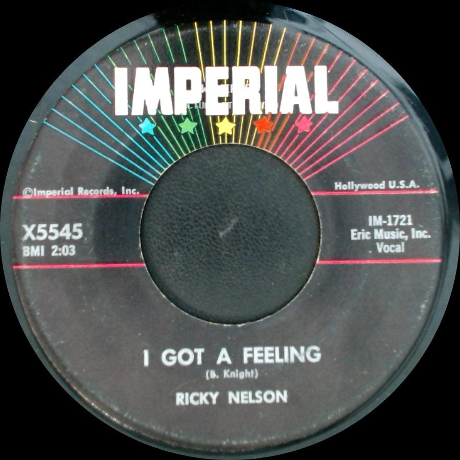 Ricky Nelson - Lonesome Town / I Got A Feeling side B