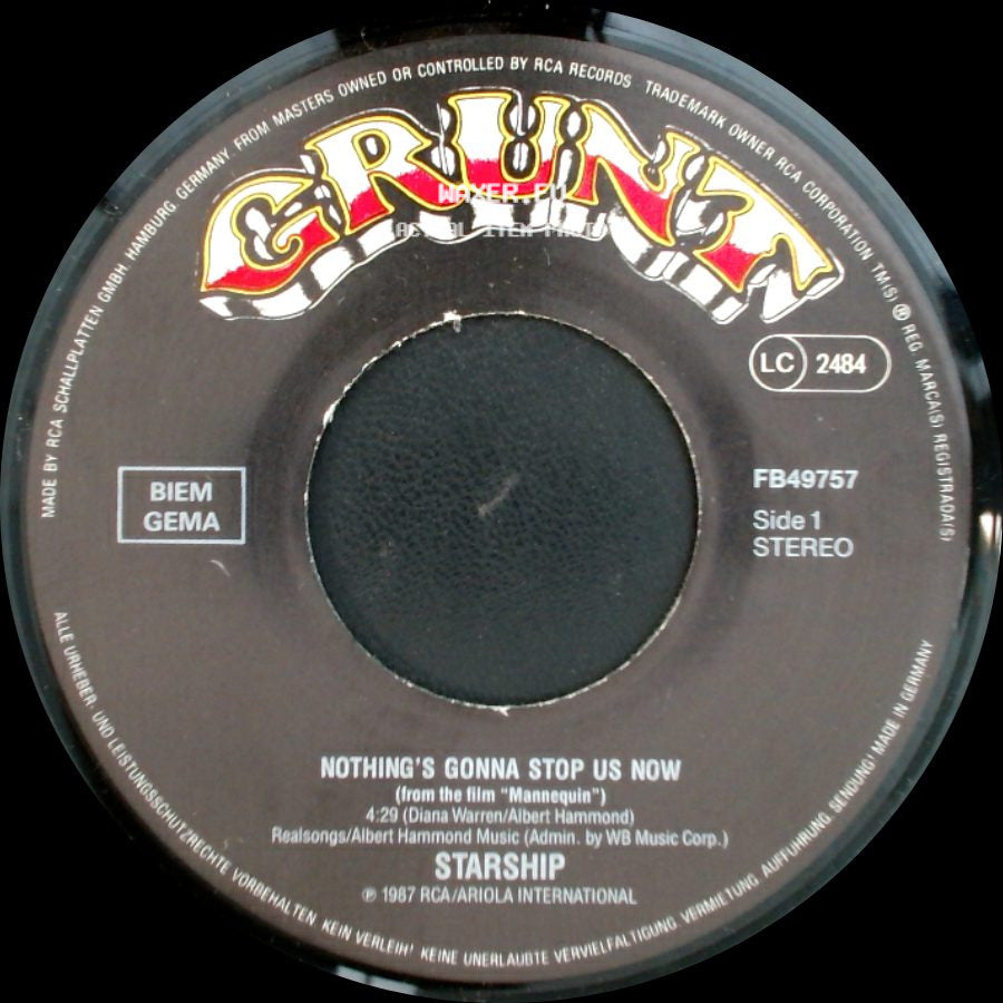 Starship - Nothing's Gonna Stop Us Now / Layin' It On The Line side A