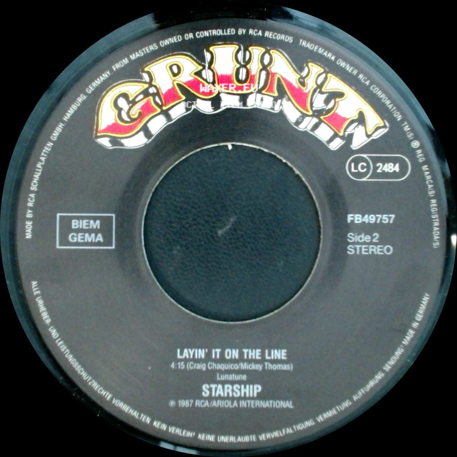 Starship - Nothing's Gonna Stop Us Now / Layin' It On The Line side B