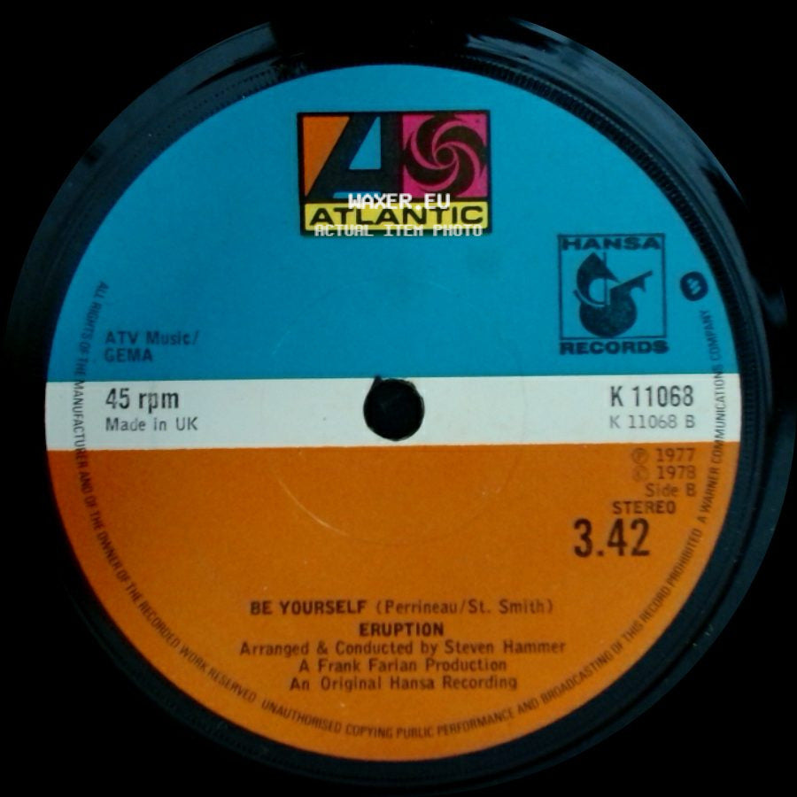 Eruption Featuring Precious Wilson / Eruption - I Can't Stand The Rain / Be Yourself side B