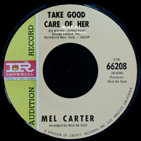 Mel Carter - Tar And Cement / Take Good Care Of Her side B