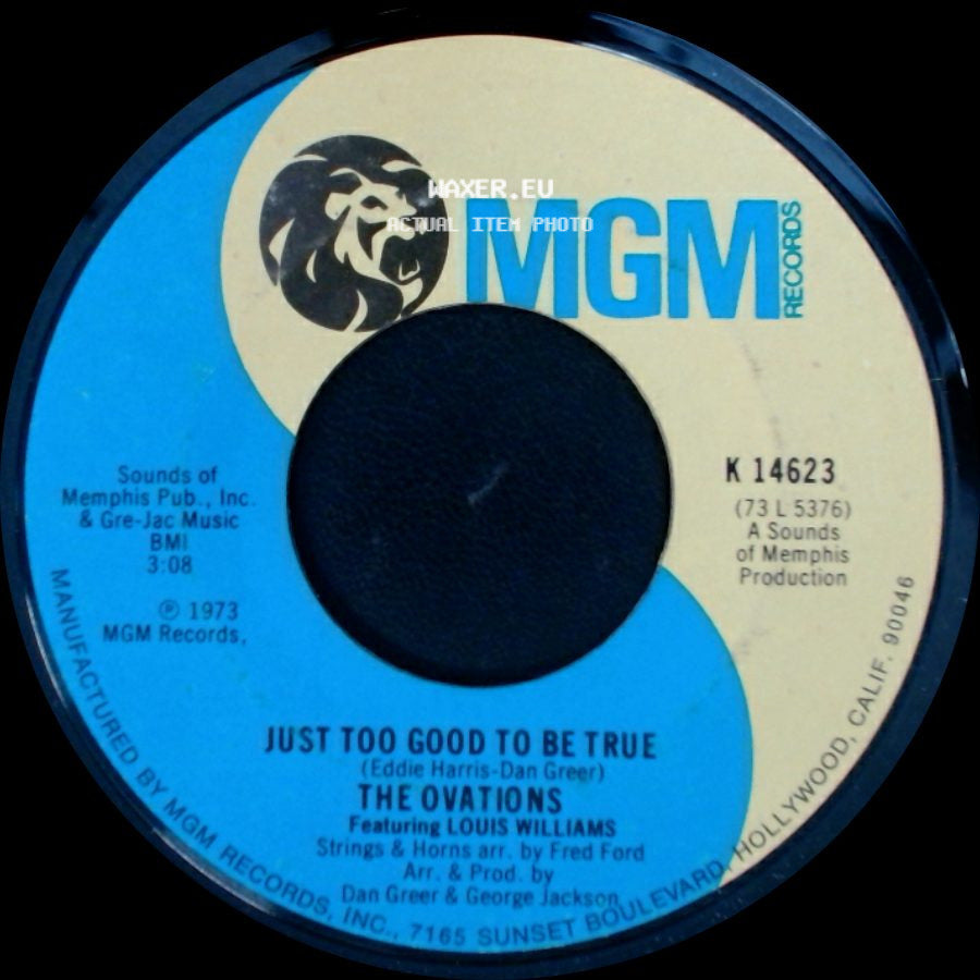 The Ovations / The Ovations Featuring Louis Williams - 'having A Party' Medley / Just Too Good To Be True side B