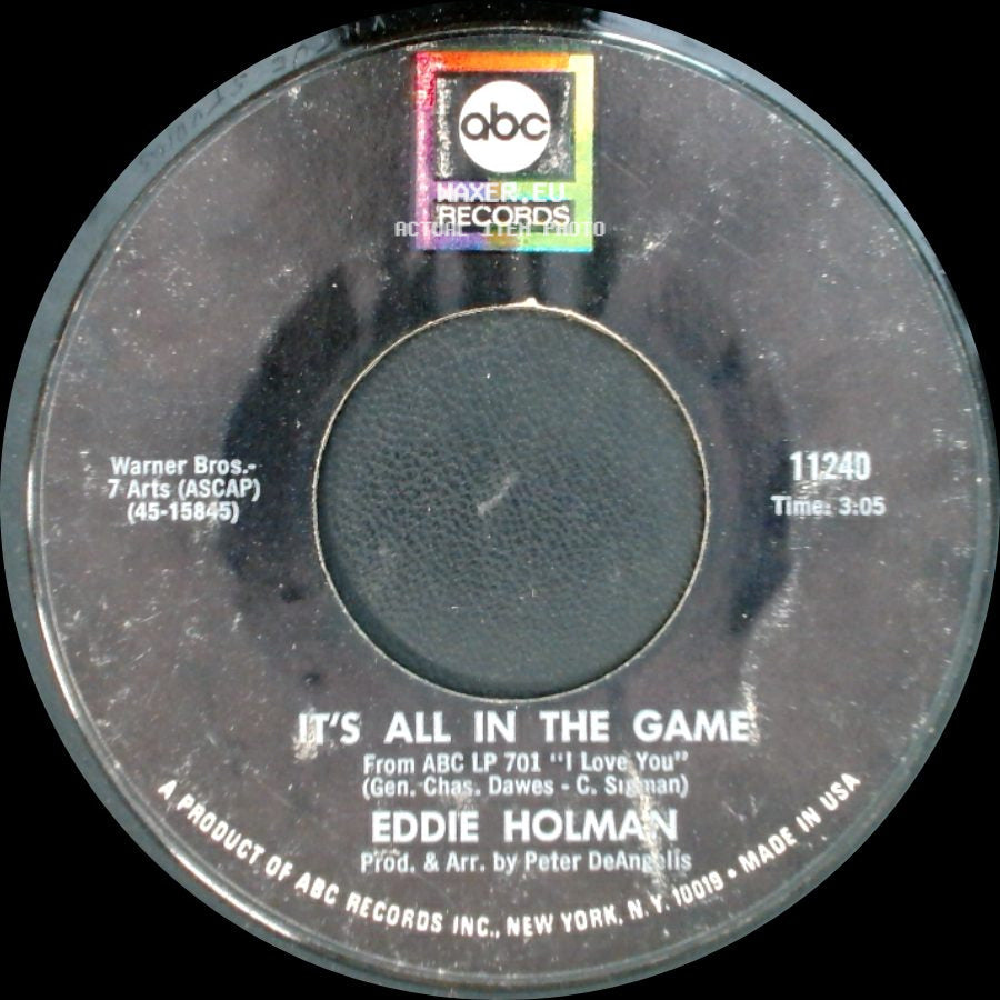 Eddie Holman - Hey There Lonely Girl / It's All In The Game side B