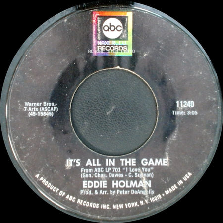Eddie Holman - Hey There Lonely Girl / It's All In The Game side B