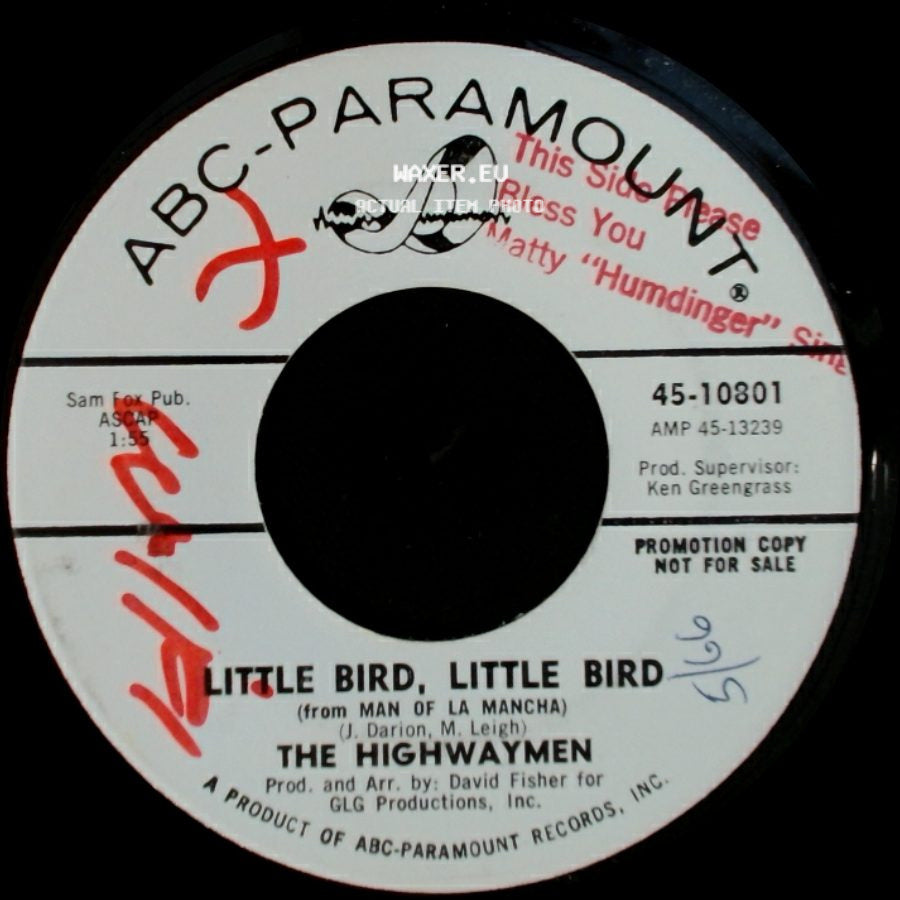 The Highwaymen - She's Not There / Little Bird, Little Bird side B