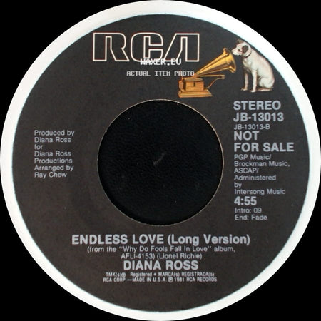 Diana Ross - Endless Love (Edited Version) / Endless Love (Long Version) side B