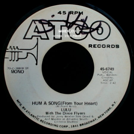 Lulu With The Dixie Flyers - Hum A Song (From Your Heart) / Hum A Song (From Your Heart) side A