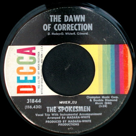 The Spokesmen - For You Babe / The Dawn Of Correction side B