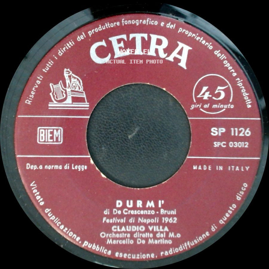 Claudio Villa - Luna Mia / Durmi' side B