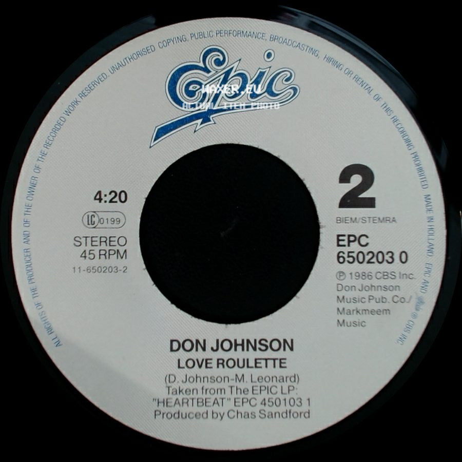 Don Johnson - Heartache Away / Love Roulette side B