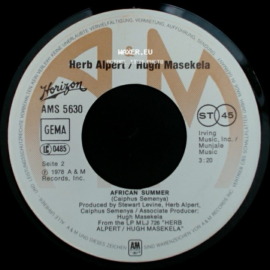 Herb Alpert / Hugh Masekela - African Summer / Skokiaan side A