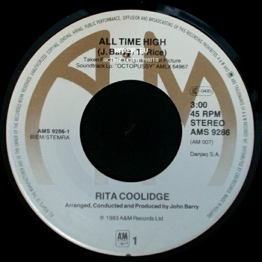 Rita Coolidge - All Time High (Extented Instrumental Version) / All Time High side B