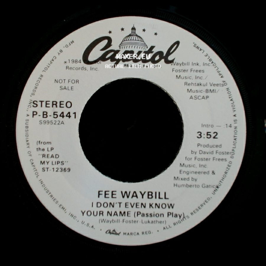 Fee Waybill - I Don't Even Know Your Name (Passion Play) / I Don't Even Know Your Name (Passion Play) side B