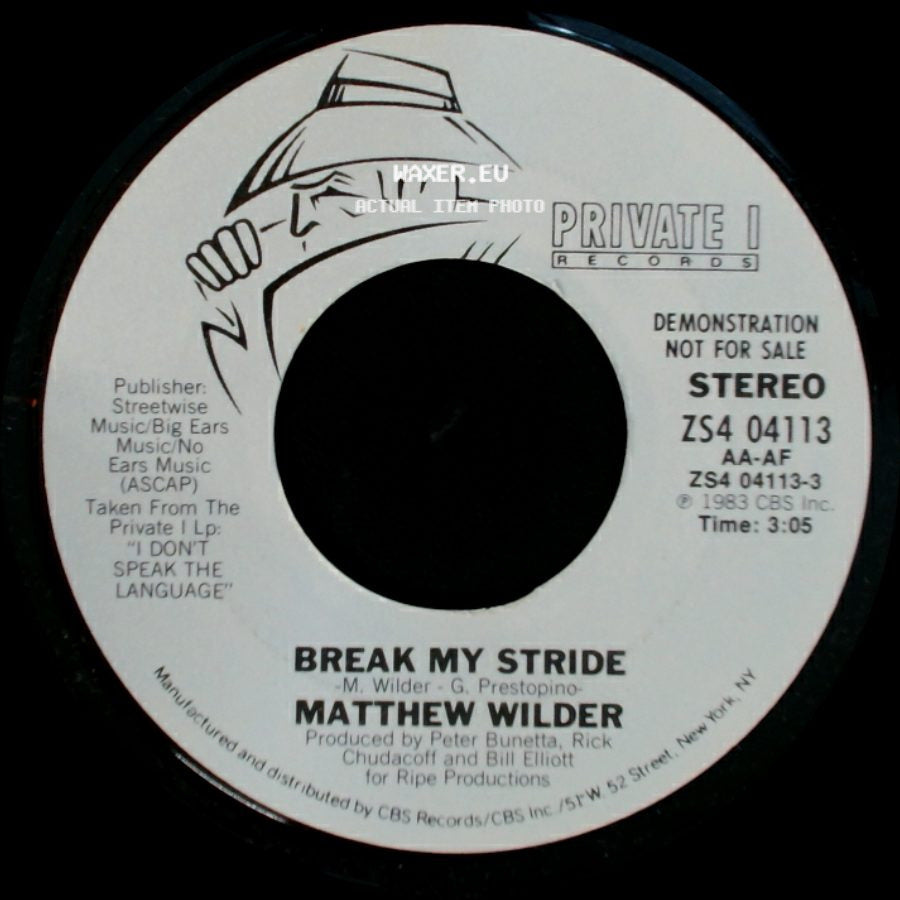 Matthew Wilder - Break My Stride / Break My Stride side A