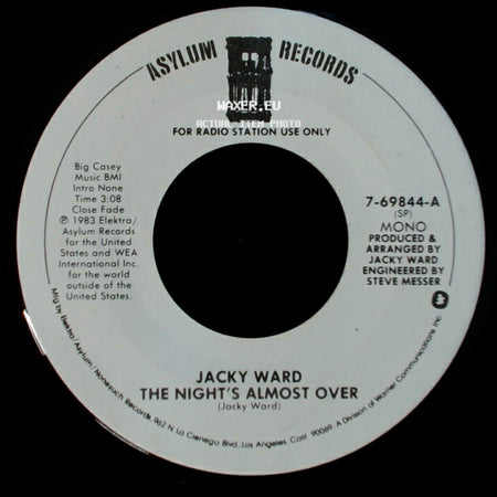 Jacky Ward - The Night's Almost Over / The Night's Almost Over side A