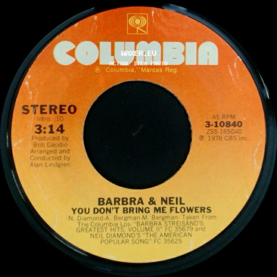 Barbra & Neil / Alan Lindgren - You Don't Bring Me Flowers / You Don't Bring Me Flowers side A