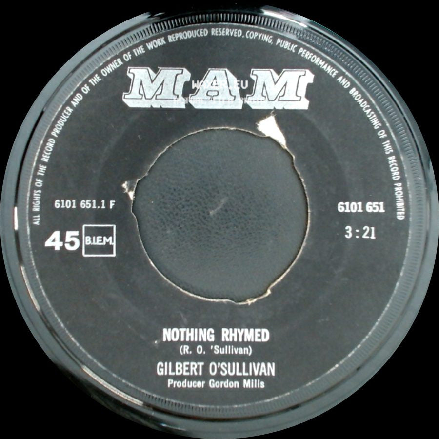 Gilbert O'sullivan - Everybody Knows / Nothing Rhymed side B