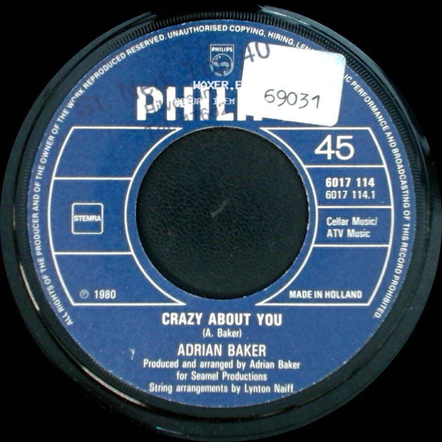 Adrian Baker - Lovemaker / Crazy About You side B