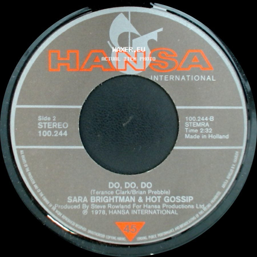 Sara Brightman & Hot Gossip - I Lost My Heart To A Starshiptrooper / Do, Do, Do side B
