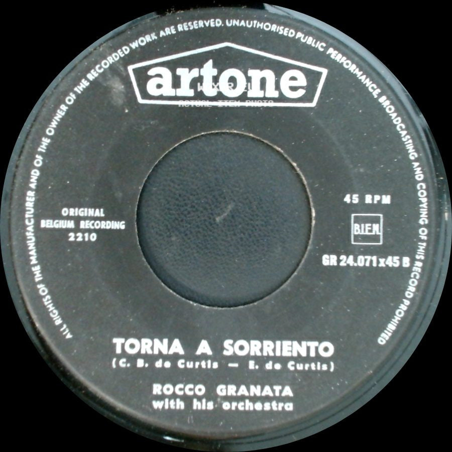 Rocco Granata With His Orchestra / Rocco Granata - La Bella / Torna A Soriento side B