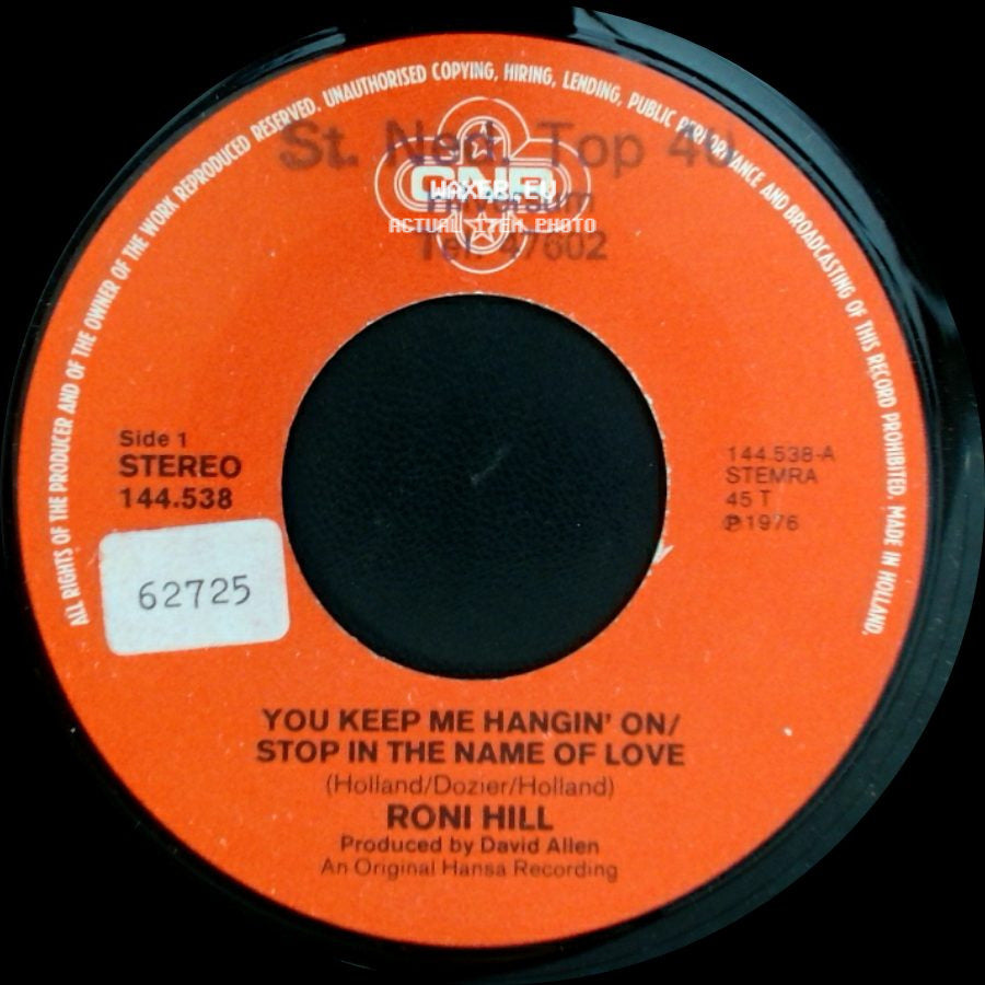 Roni Hill - You Keep Me Hangin' On/ Stop In The Name Of Love / I Wouldn't Give You Up side A