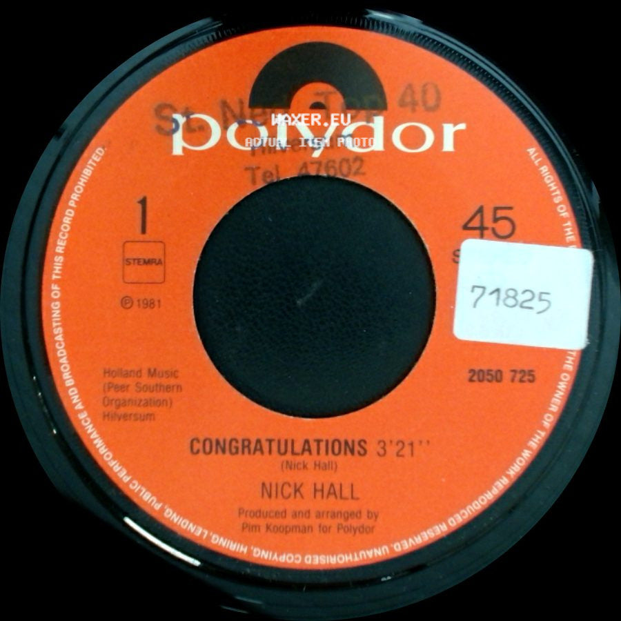 Nick Hall - Congratulations / You Can't Touch Me side A