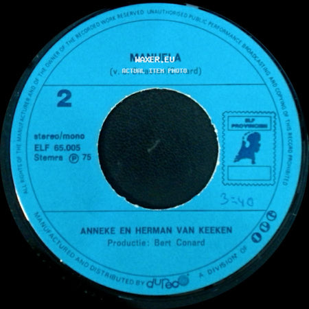 Anneke En Herman Van Keeken - Wacht Op Mij (Tornero) / Manuela side B
