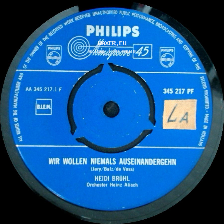 Heidi Brühl - Wir Wollen Niemals Auseinandergehn / Mister Love (The Way To My Heart) side A