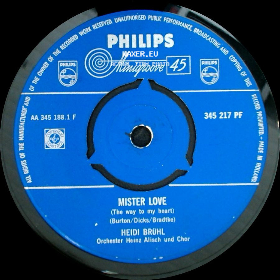 Heidi Brühl - Wir Wollen Niemals Auseinandergehn / Mister Love (The Way To My Heart) side B