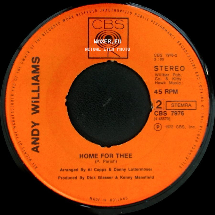 Andy Williams - Home For Thee / Love Theme From "The Godfather" side A