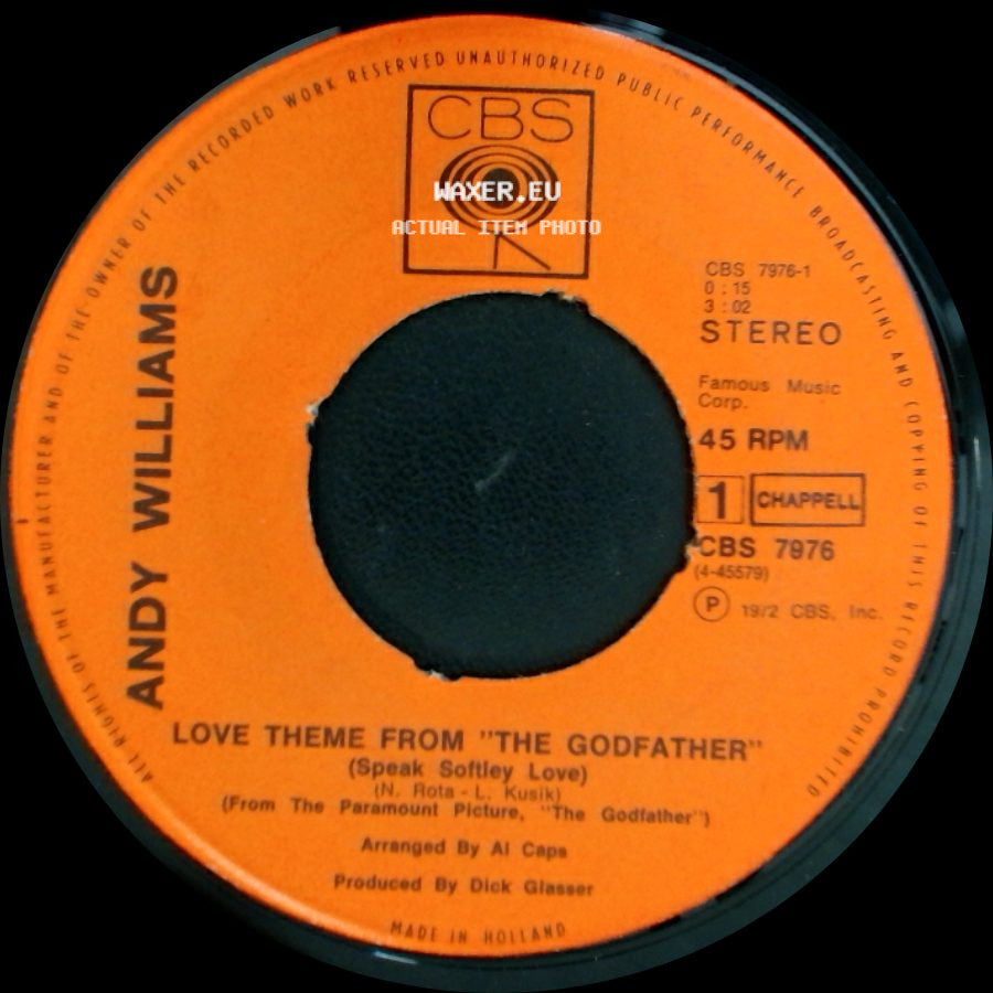 Andy Williams - Home For Thee / Love Theme From "The Godfather" side B