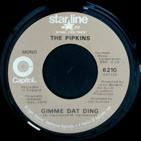 Hotlegs / The Pipkins - Neanderthal Man / Gimme Dat Ding side B