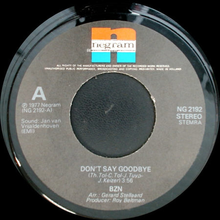 Bzn - Joan Of Arc / Don't Say Goodbye side B