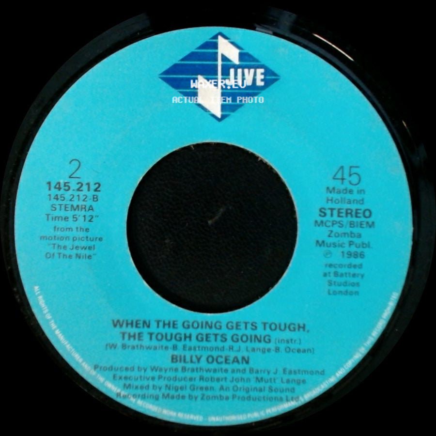 Billy Ocean - When The Going Gets Tough, The Tough Get Going / When The Going Gets Tough, The Tough Gets Going (Instr.) side B