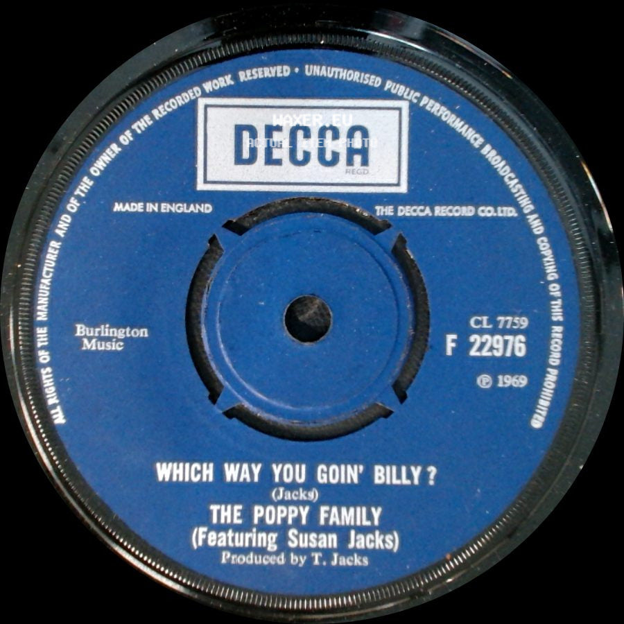 The Poppy Family / The Poppy Family (Featuring Susan Jacks) - Endless Sleep / Which Way You Goin' Billy? side B