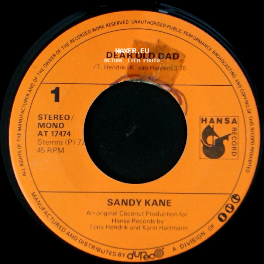 Sandy Kane - Walk On By / Dear Old Dad side B