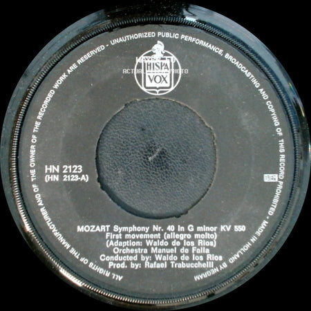 Mendelssohn / Orchestra Manuel De Falla - Symphony Nr. 4 In A Major "Italian" / Mozart Symphony Nr. 40 In G Minor Kv 550 First Movement (Allegro Molto) side B