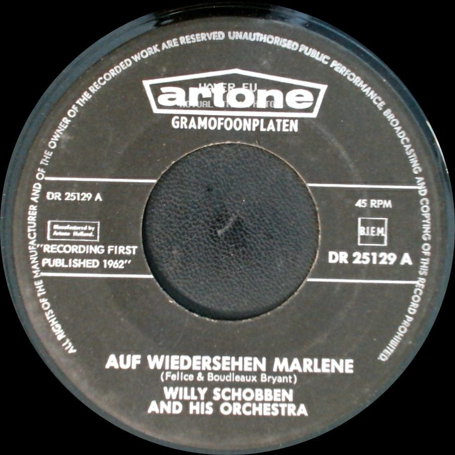 Willy Schobben And His Orchestra - Bolivia / Auf Wiedersehen Marlene side B