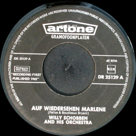 Willy Schobben And His Orchestra - Bolivia / Auf Wiedersehen Marlene side B