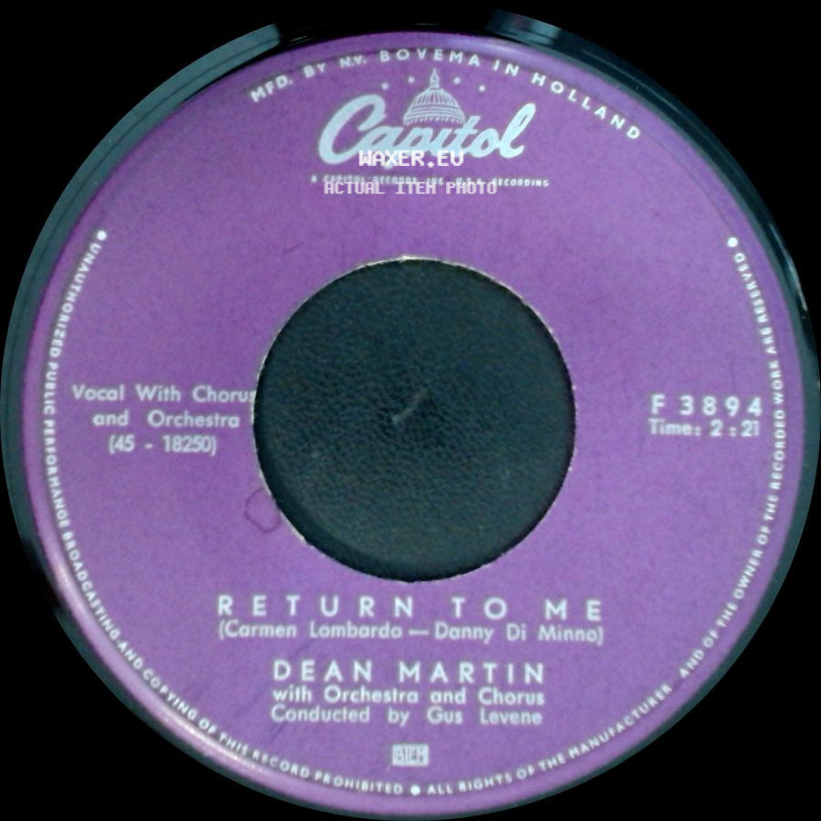 Dean Martin - Forgetting You / Return To Me side B