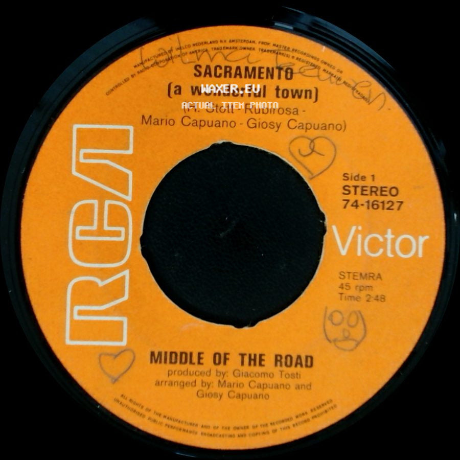 Middle Of The Road - Sacramento (A Wonderful Town) / Love Sweet Love side A