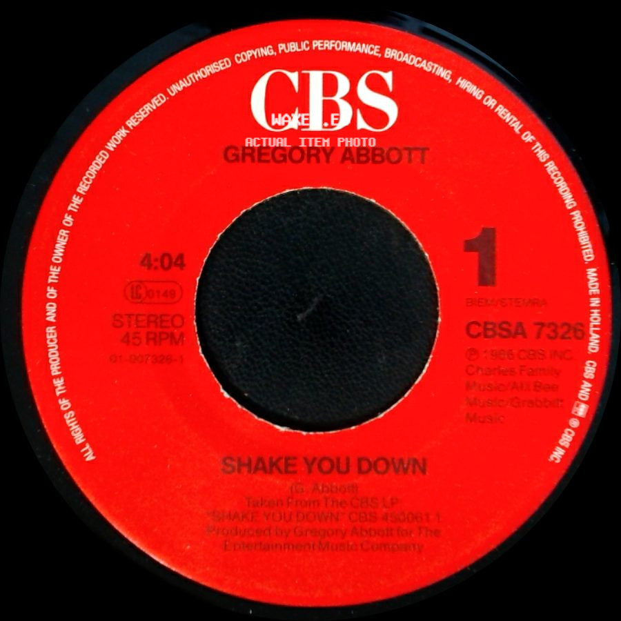 Gregory Abbott - Shake You Down / Wait Until Tomorrow side A
