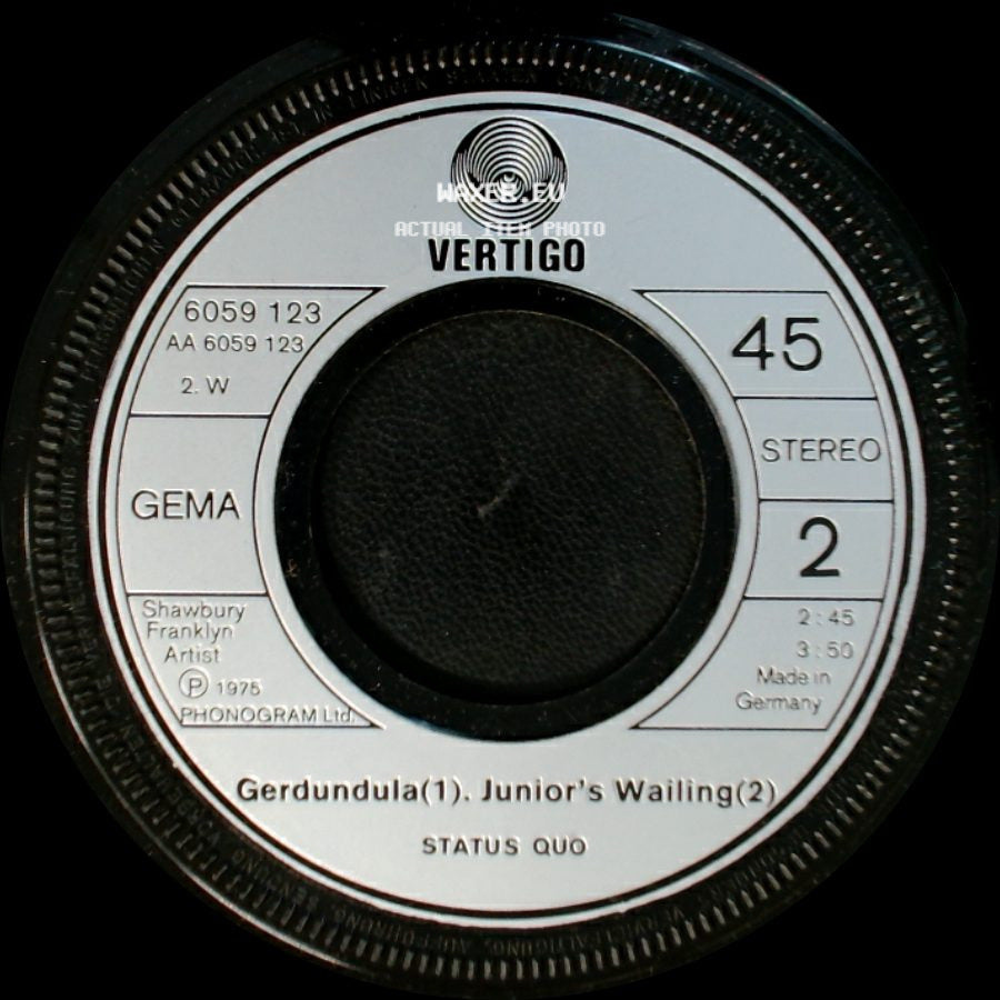 Status Quo - Roll Over Lay Down / Gerdundula(1). Junior's Wailing(2) side B